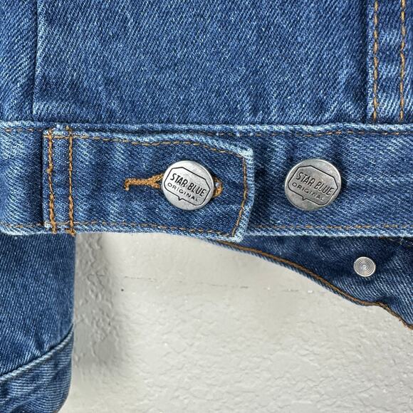 Star Blue Original Vintage Denim Jacket Sz L Classic Western Grunge Jean Trucker - Picture 4 of 6